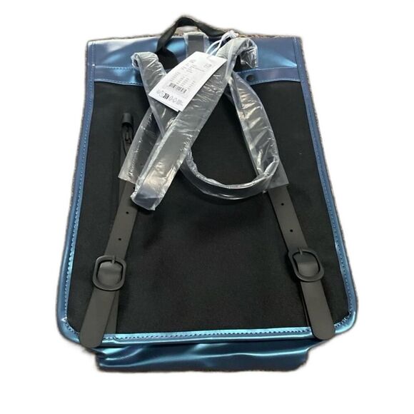 RAINS Mini Rolltop Backpack W3 Laser Blue Bag | NWT Waterproof Weather-Resistant - Picture 3 of 3